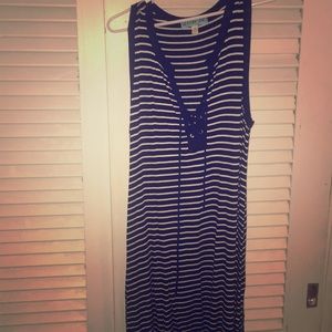 Navy and white striped dress